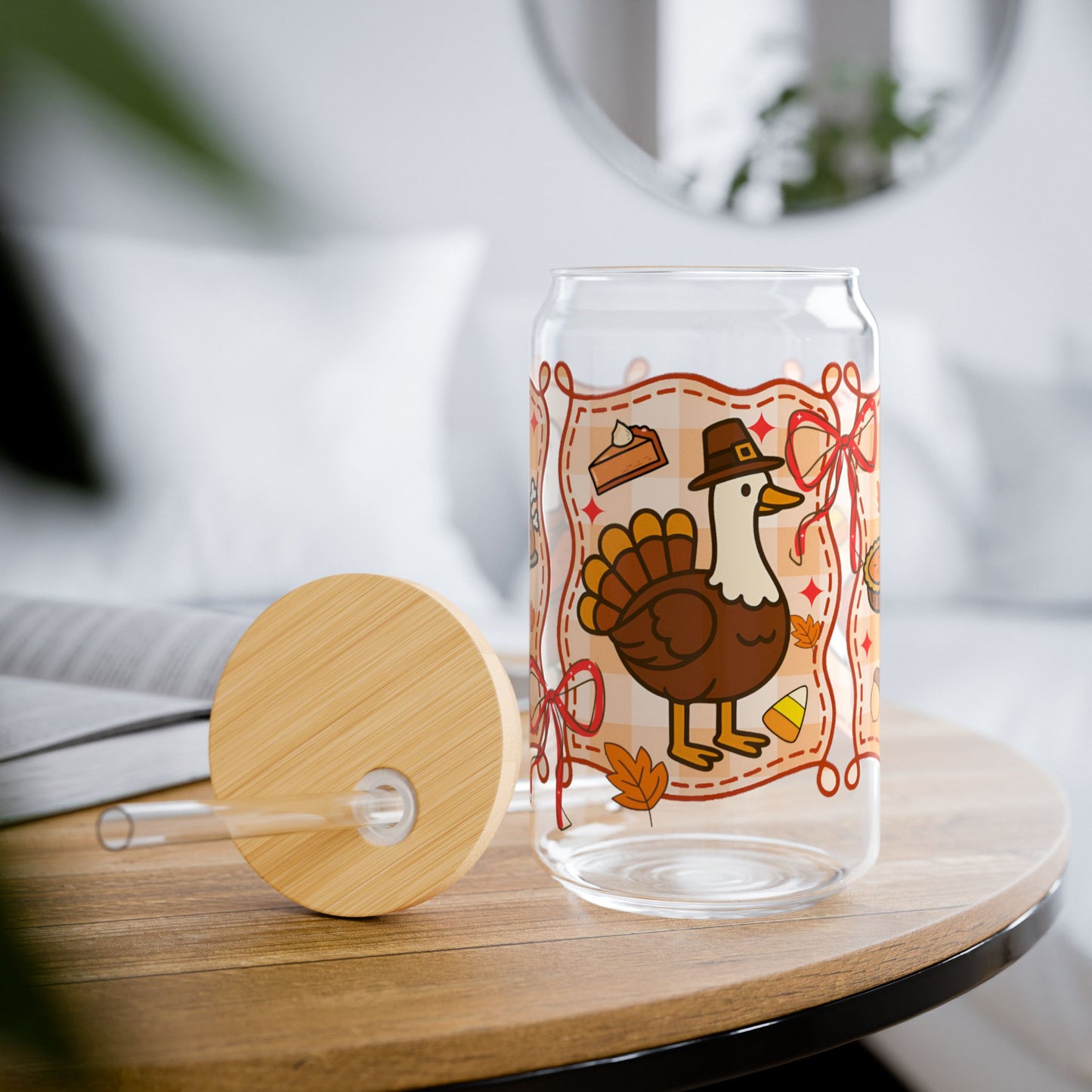 Fall ducks glass can