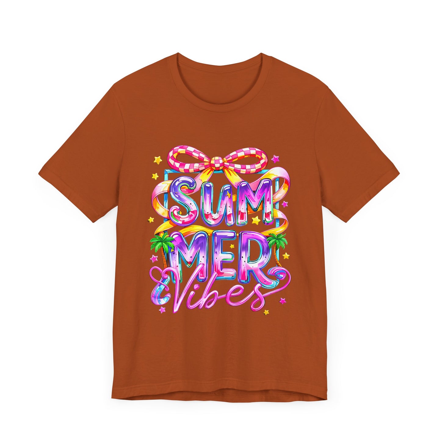 Colorful Summer Vibes Tee - Perfect for Beach Days, Casual Outings, Festivals, Gifts, and Celebrations
