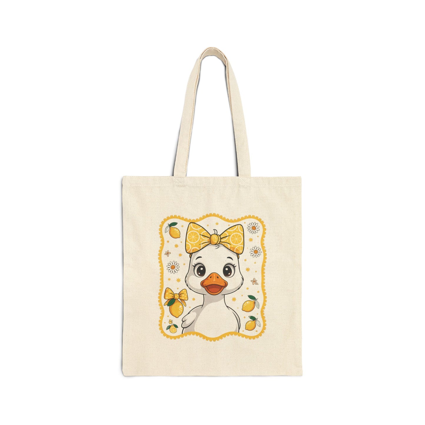 Cute Duck Themed Cotton Canvas Tote Bag