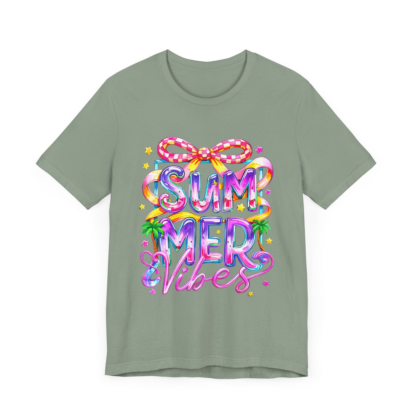 Colorful Summer Vibes Tee - Perfect for Beach Days, Casual Outings, Festivals, Gifts, and Celebrations