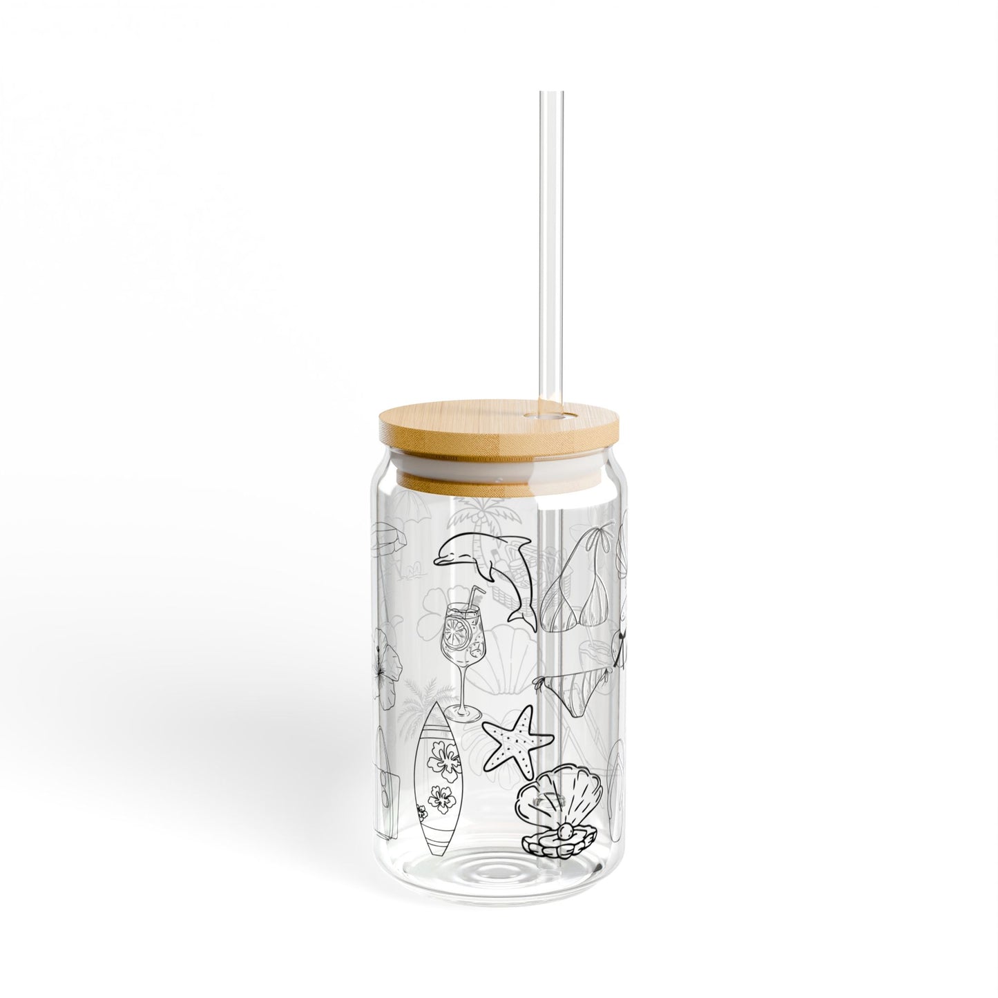 Summer Beach Sipper Glass, 16oz - Beach Essentials
