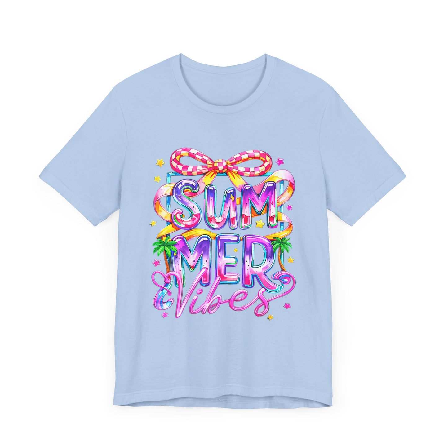 Colorful Summer Vibes Tee - Perfect for Beach Days, Casual Outings, Festivals, Gifts, and Celebrations