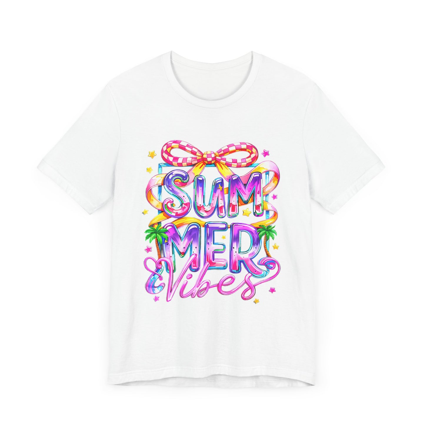 Colorful Summer Vibes Tee - Perfect for Beach Days, Casual Outings, Festivals, Gifts, and Celebrations