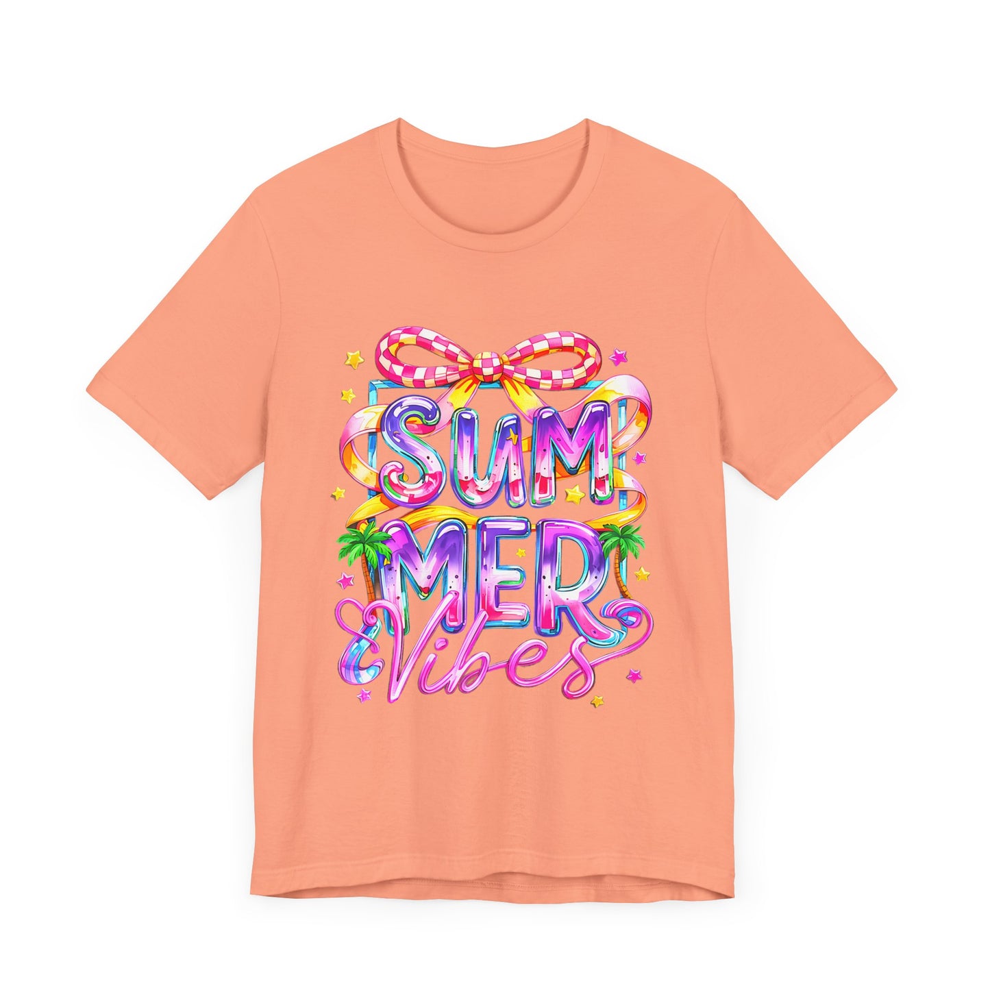 Colorful Summer Vibes Tee - Perfect for Beach Days, Casual Outings, Festivals, Gifts, and Celebrations