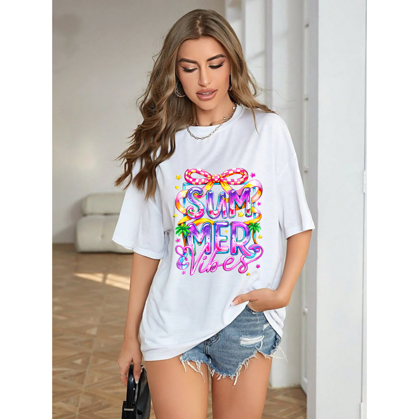 Colorful Summer Vibes Tee - Perfect for Beach Days, Casual Outings, Festivals, Gifts, and Celebrations