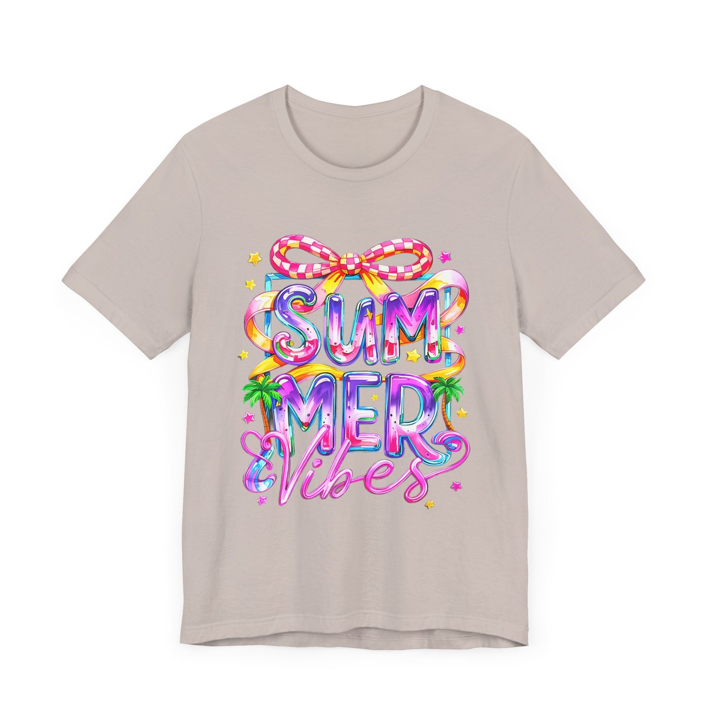 Colorful Summer Vibes Tee - Perfect for Beach Days, Casual Outings, Festivals, Gifts, and Celebrations