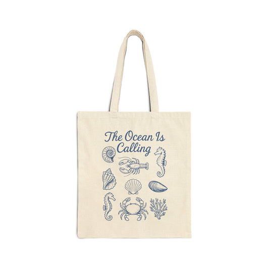 Canvas Tote Bag - Coastal Beach Summer Undersea Design
