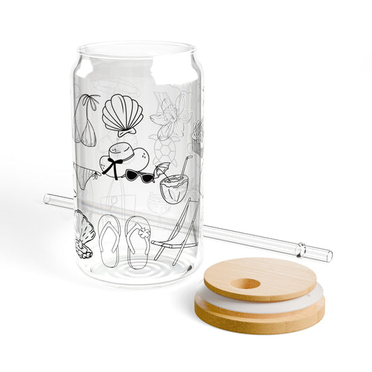 Summer Beach Sipper Glass, 16oz - Beach Essentials
