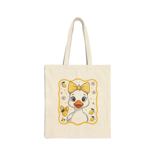 Cute Duck Themed Cotton Canvas Tote Bag