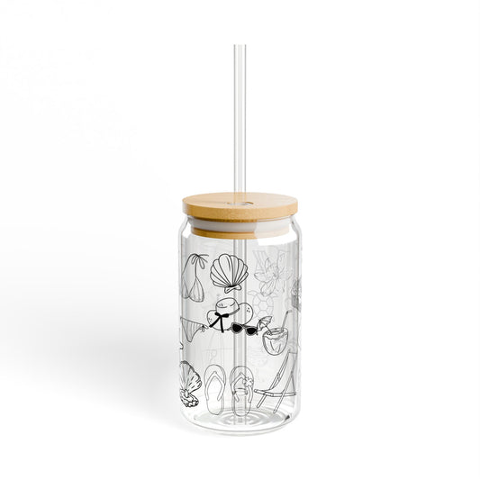 Summer Beach Sipper Glass, 16oz - Beach Essentials