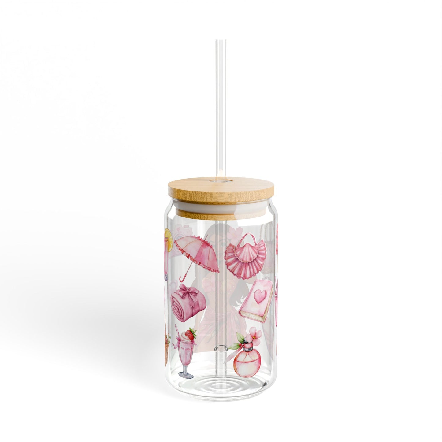 Custom Glass Can with Your Photo – Personalized Iced Coffee Cup with Bamboo Lid & Straw – Aesthetic Gift for Her