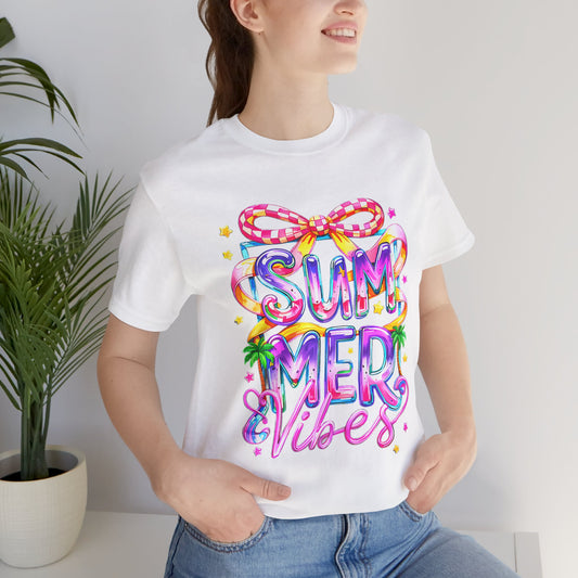 Colorful Summer Vibes Tee - Perfect for Beach Days, Casual Outings, Festivals, Gifts, and Celebrations