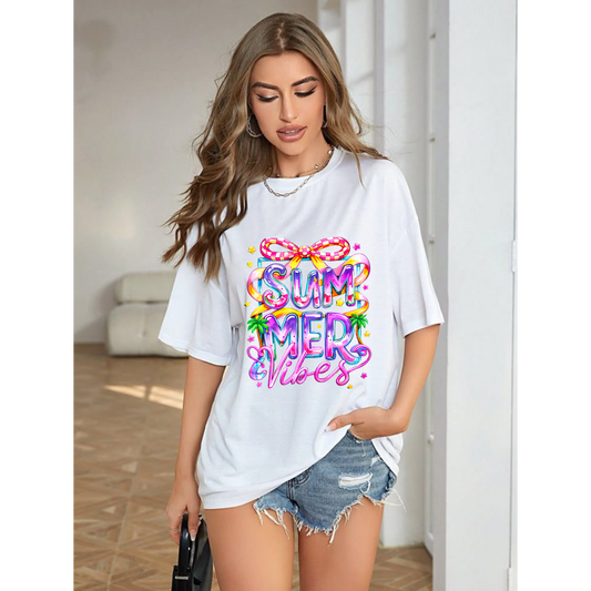 Colorful Summer Vibes Tee - Perfect for Beach Days, Casual Outings, Festivals, Gifts, and Celebrations